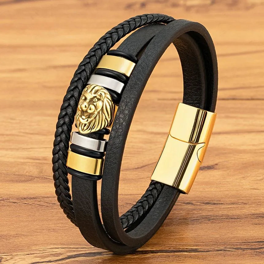 Amazing Lion Leather Bracelet
