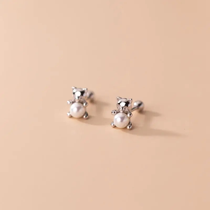 New Simple Mini Bear Pearl Earring