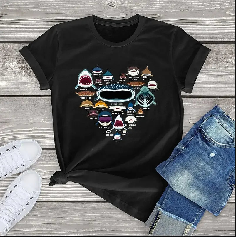 Cute shark faces t-shirt