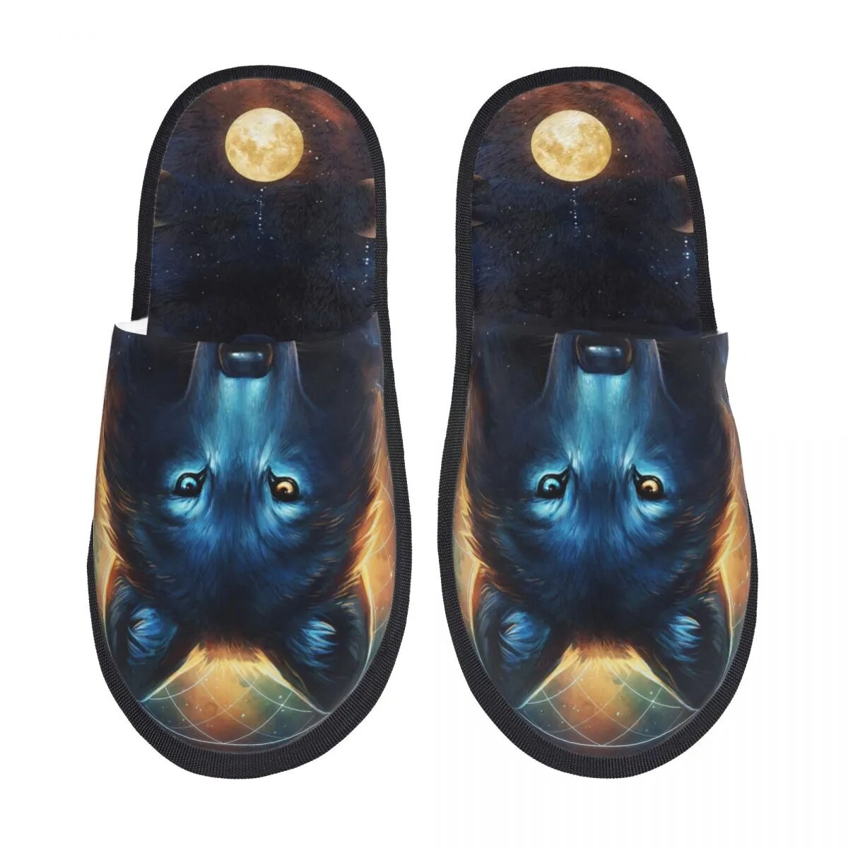 Wolf With Galaxy Space House Slippers Funny Shoes