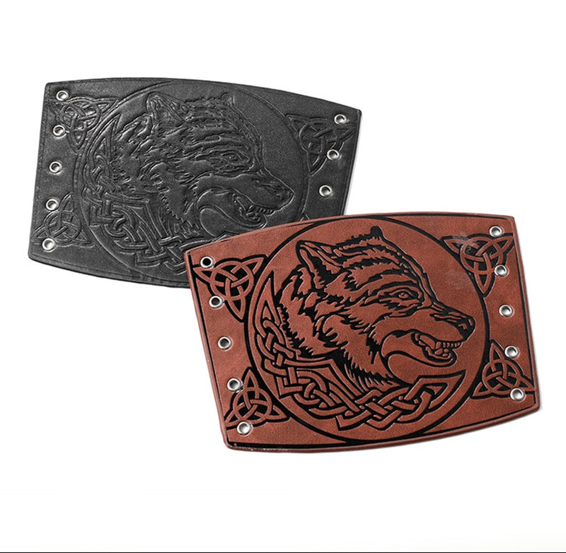 Unique Viking Wolf Head Leather Bracelet