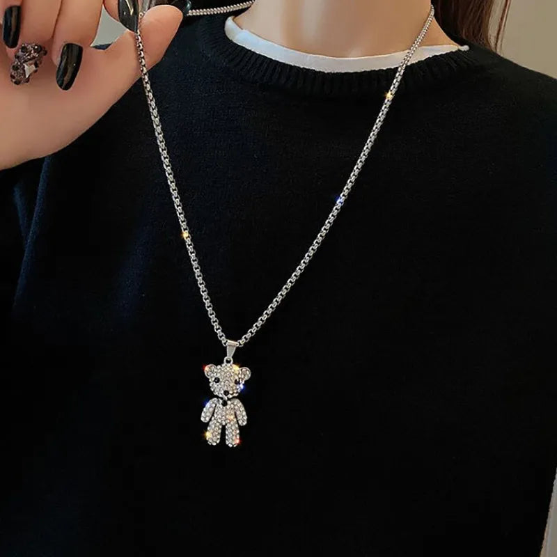Cute Crystal Bear Necklace
