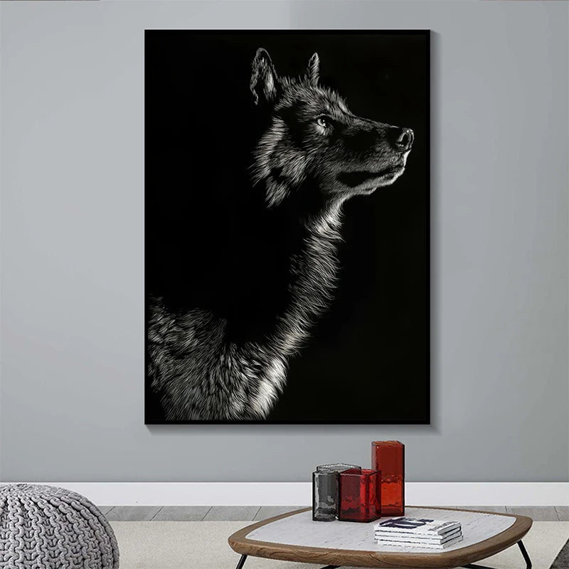 Unique Wolf Black and White Canvas