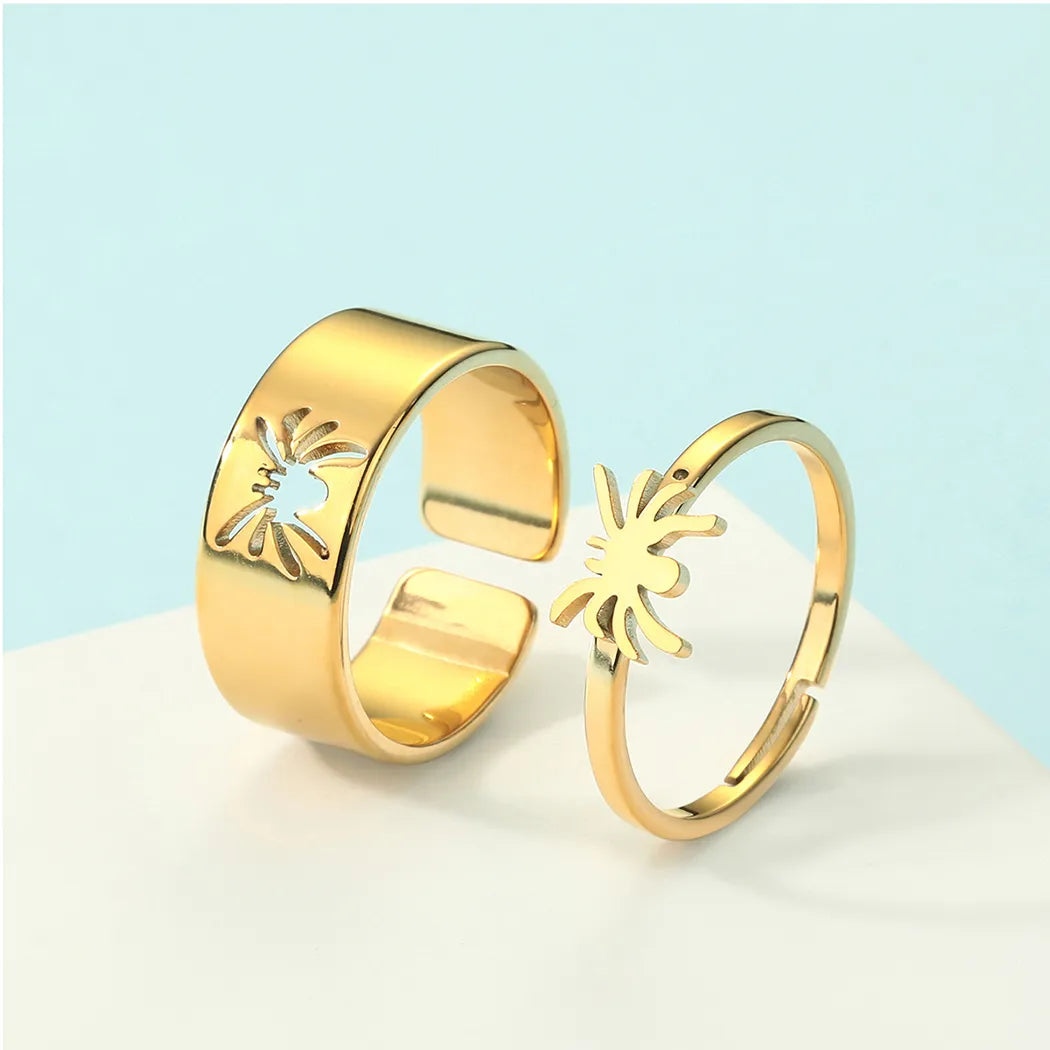Unique Adjustable Double Spider Ring Set for Couples and Friends