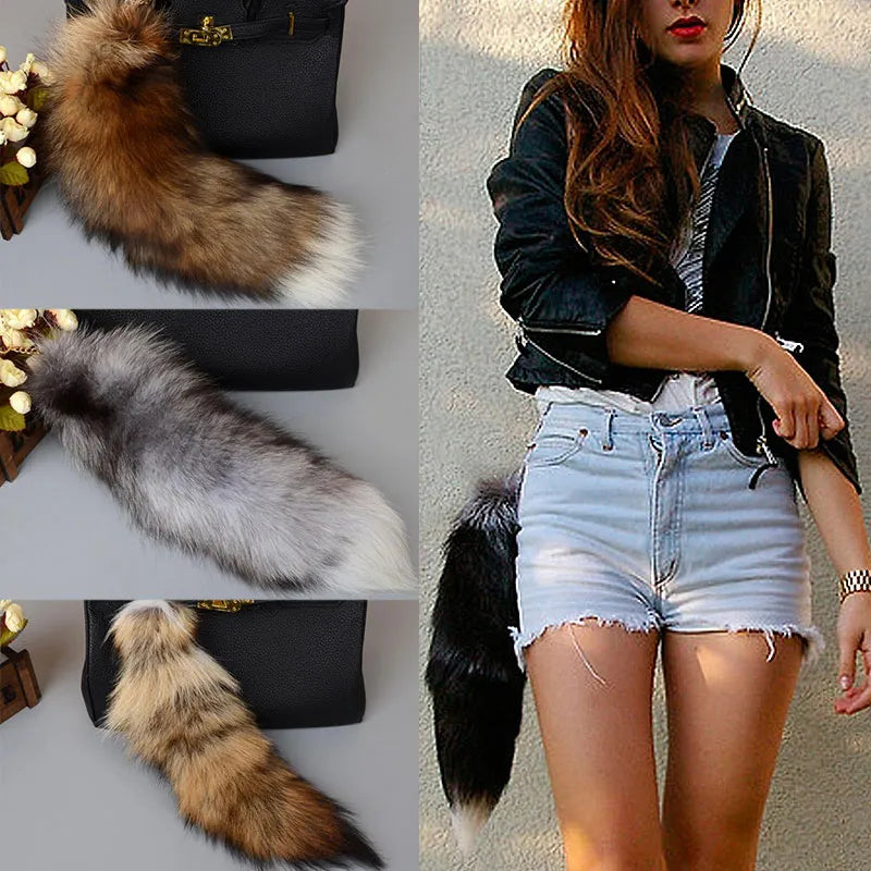 Cute Wolf Fox Tail Fur Car Keychains