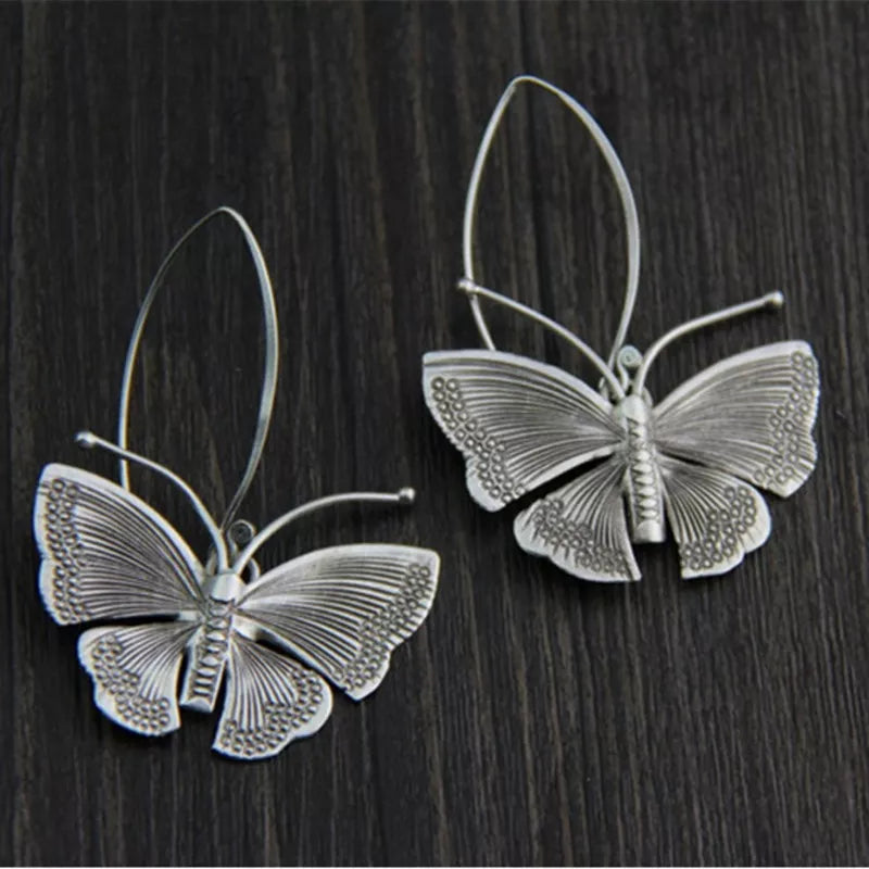 Unique Vintage Silver Butterfly Earrings
