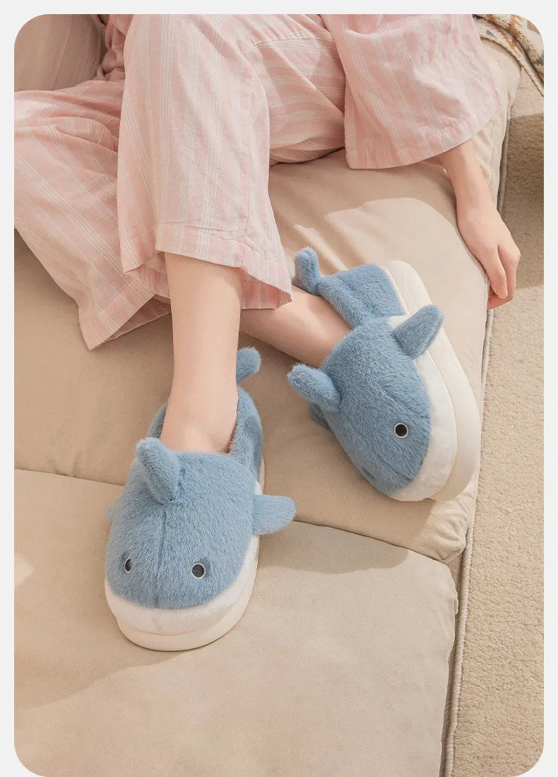 Cute Shark Plush Slippers