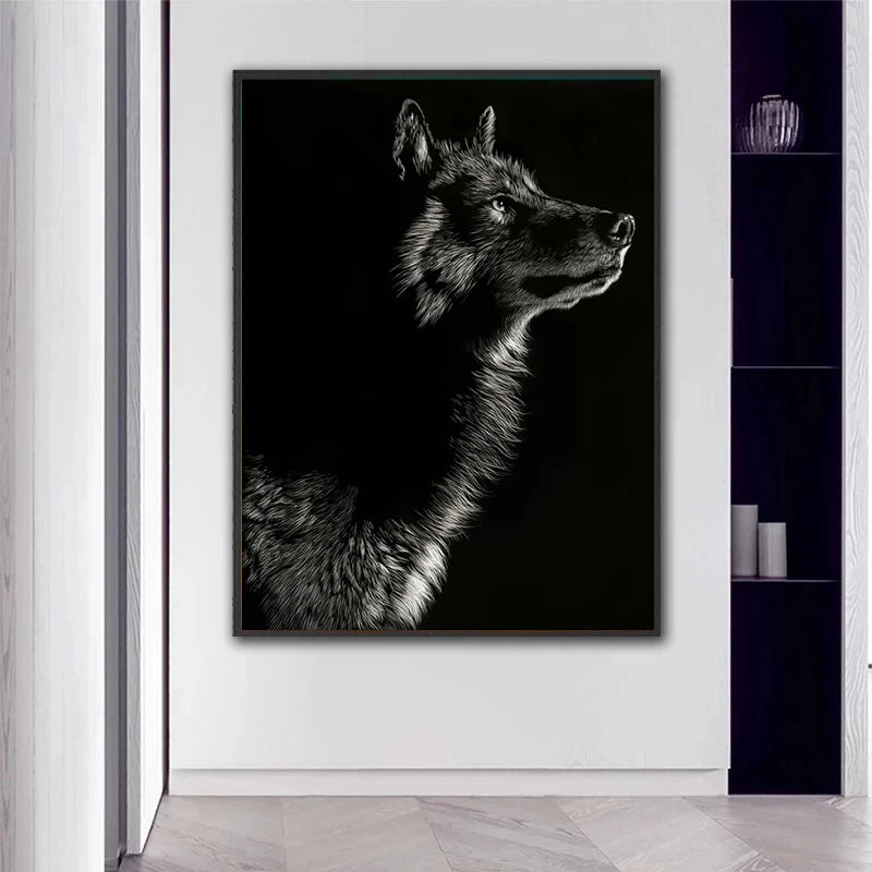 Unique Wolf Black and White Canvas