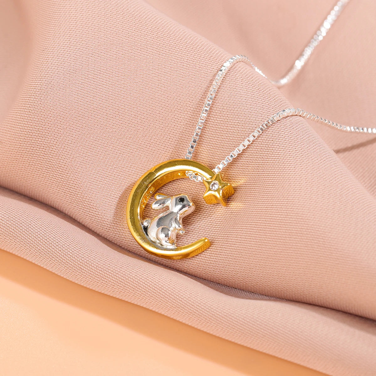 Cute Moon And Star Rabbit Necklaces