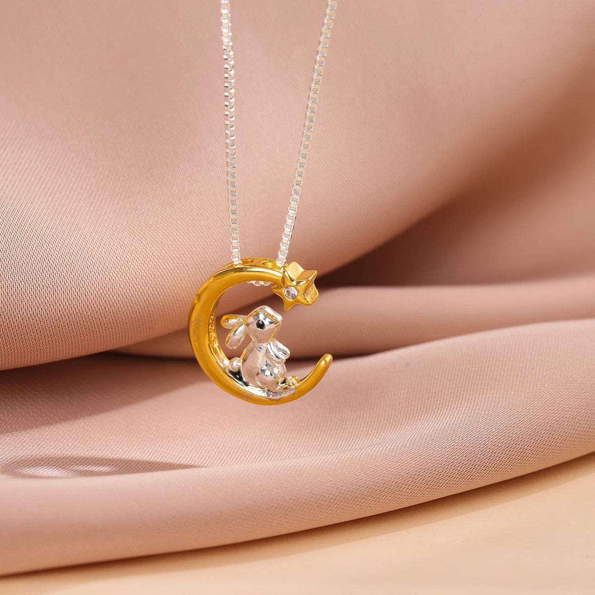 Cute Moon And Star Rabbit Necklaces