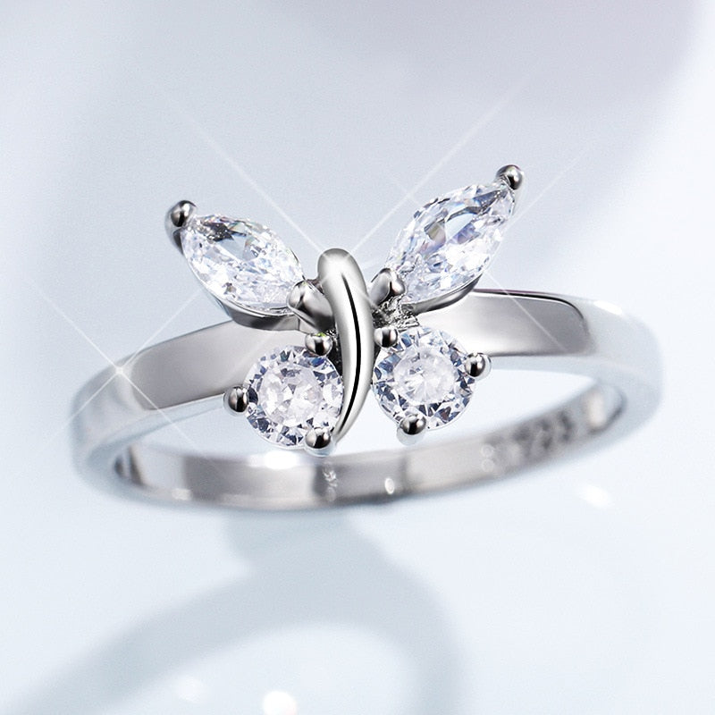 Simple S925  Silver Butterfly Ring - animalchanel