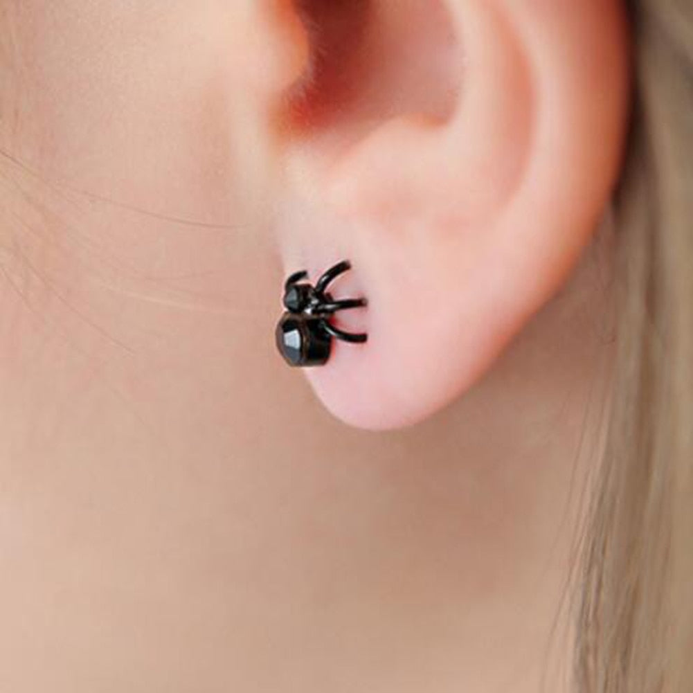 Cute Funny Black Spider Earrings