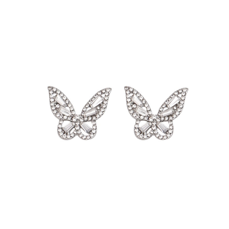 Cute Rhinestone Butterfly Earrings - animalchanel