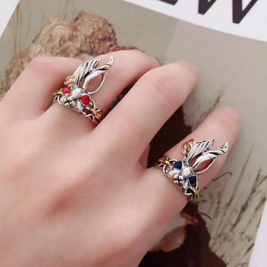 cute Style Red Blue Eye Bunny Ring - animalchanel