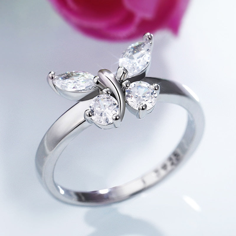 Simple S925  Silver Butterfly Ring - animalchanel