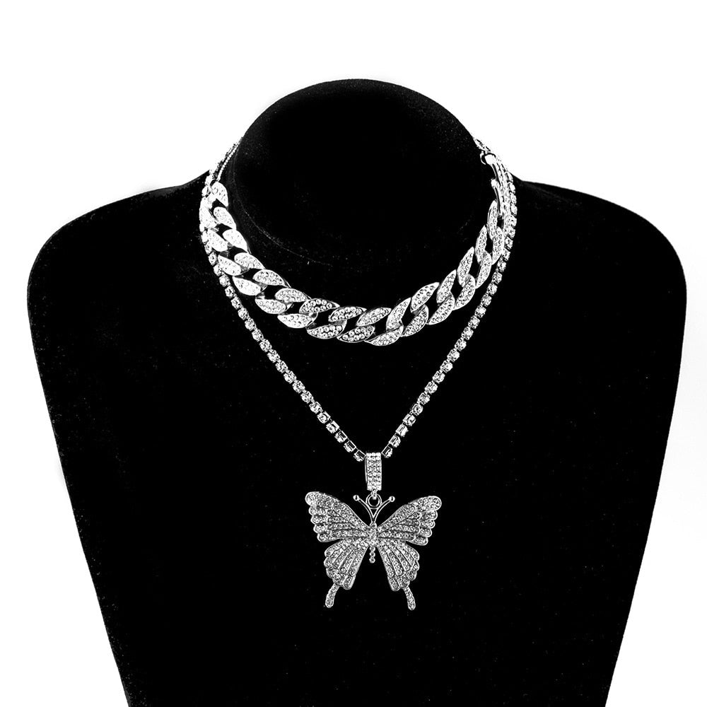 luxury Butterfly  Crystal  Necklace