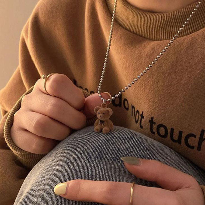 Cute Plush Bear  Necklace