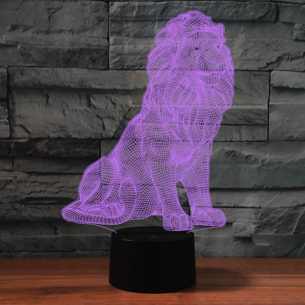 Amazing  Lion 3D Lamp - animalchanel