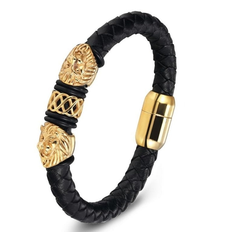 Unique Lion Leather Bracelet