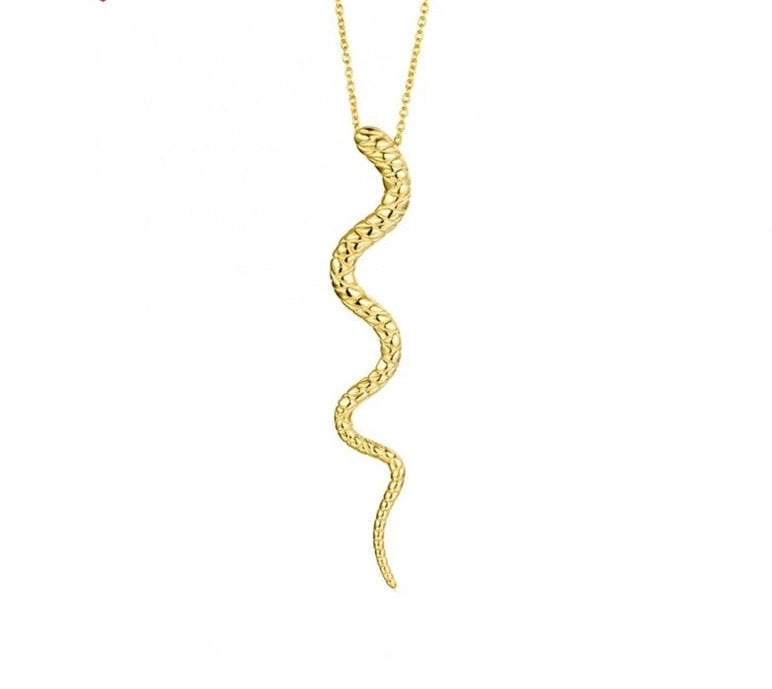 Simple Luxurious Gold Snake Necklace - animalchanel