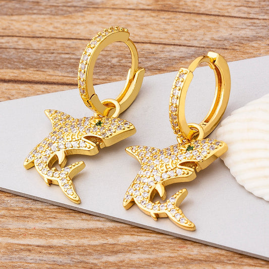 Exquisite Crystal Shark Earrings - animalchanel