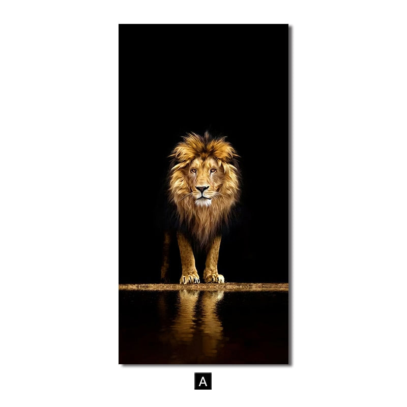 Golden Black Lion Canvas l - animalchanel