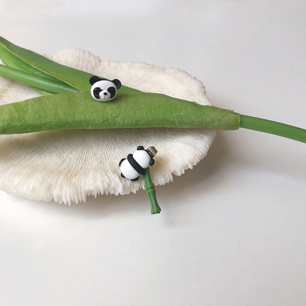 Cute Panda Bamboo Pearl Earrings - animalchanel