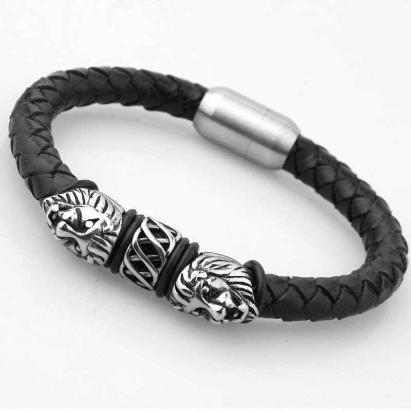 Unique Lion Leather Bracelet