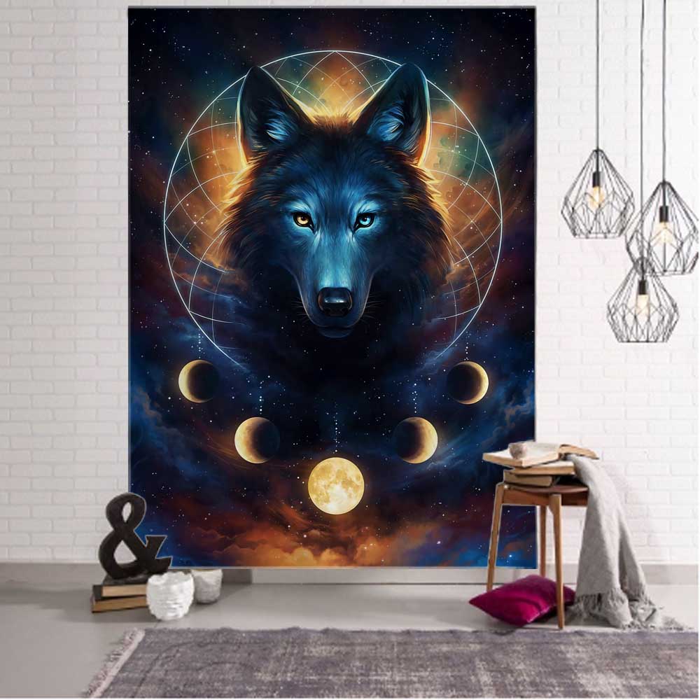 Amazing Fantasy wolf tapestry wall - animalchanel