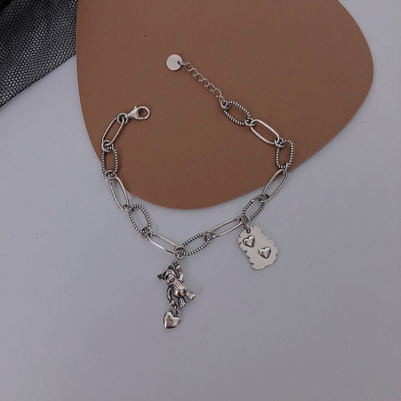 Unique Simple S925 Silver bear Bracelet