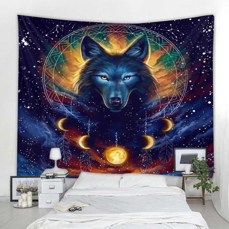 Amazing Fantasy wolf tapestry wall - animalchanel