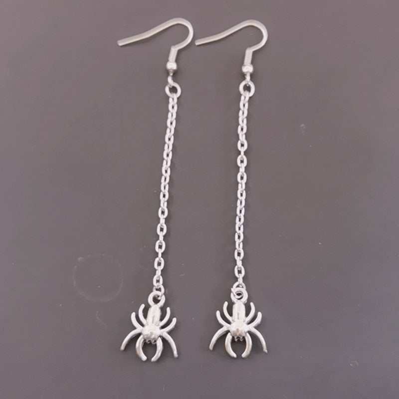 New Goth Long Spider Earrings