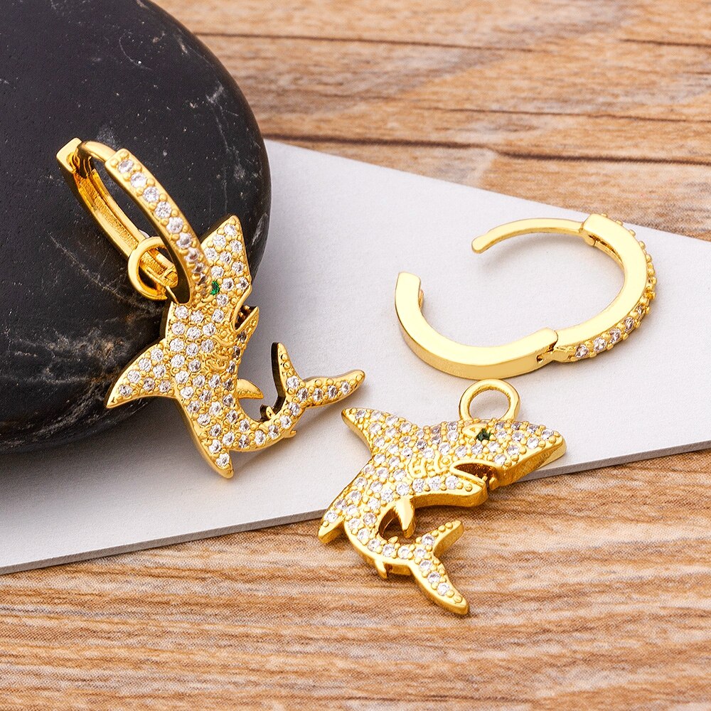 Exquisite Crystal Shark Earrings - animalchanel