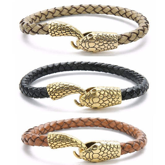 Snake leather bracelets for men - animalchanel