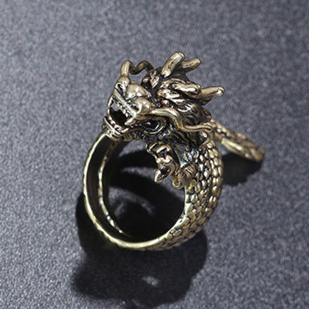 Gothic Punk Ring Men Retro Dragon Rings