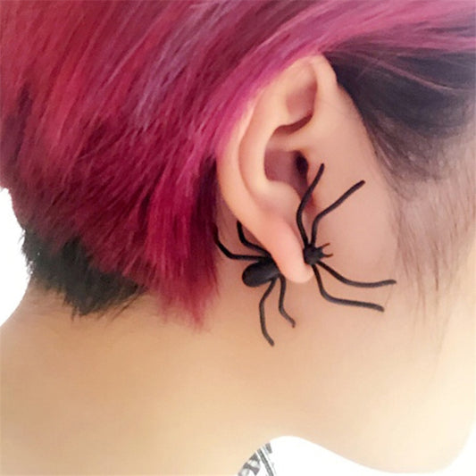Black Spider Ear Stud Earrings