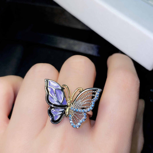 Luxurious Different Halves Butterfly Ring