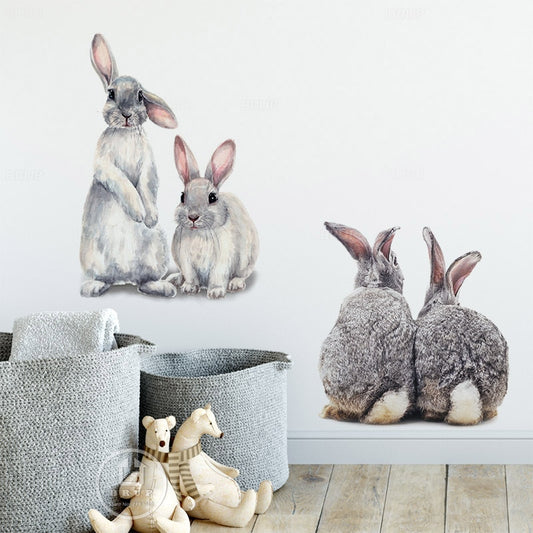 Cute Grey Bunny Wall Stickers
