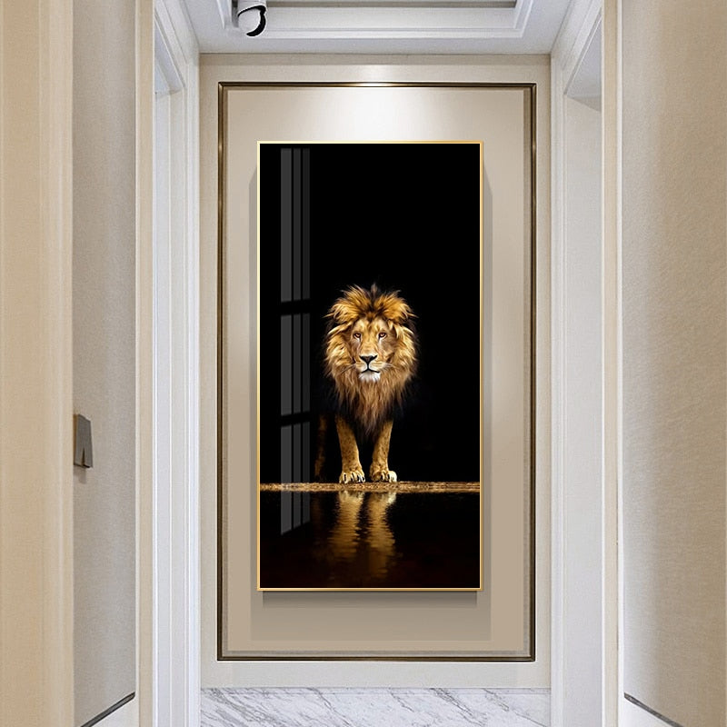 Golden Black Lion Canvas l - animalchanel