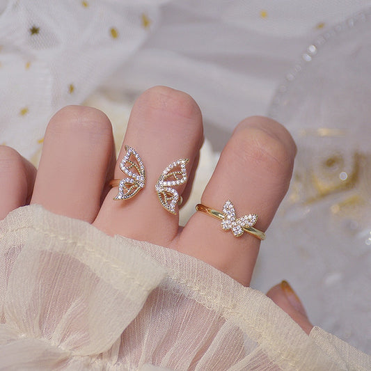 Unique 14K Gold Hollow Butterfly Rings