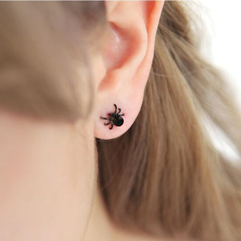 Cute Funny Black Spider Earrings