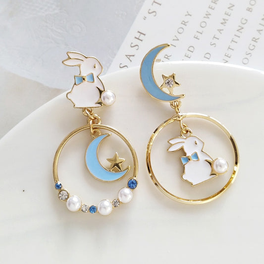 cute rabbit moon earring - animalchanel