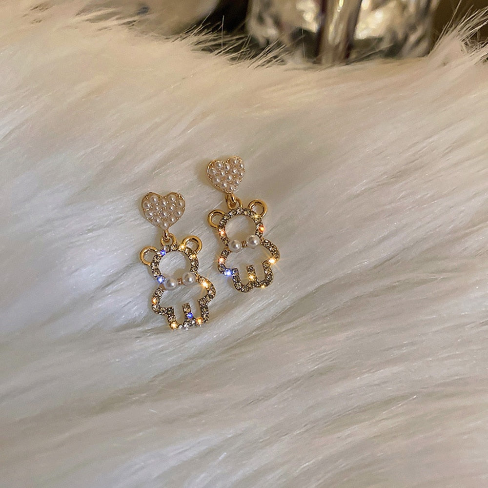 Simple Pearl  Bear Earrings
