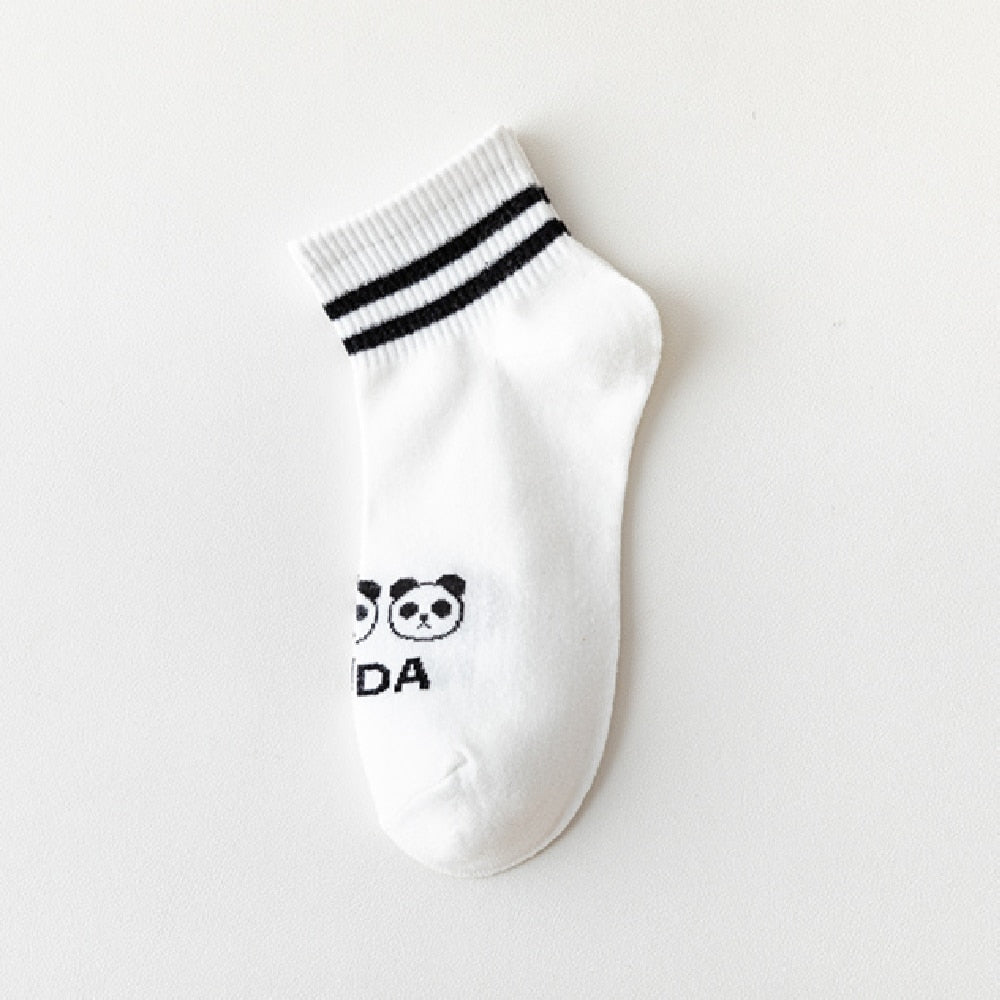 Cute Panda Face Funny Short Ankle Socks - animalchanel