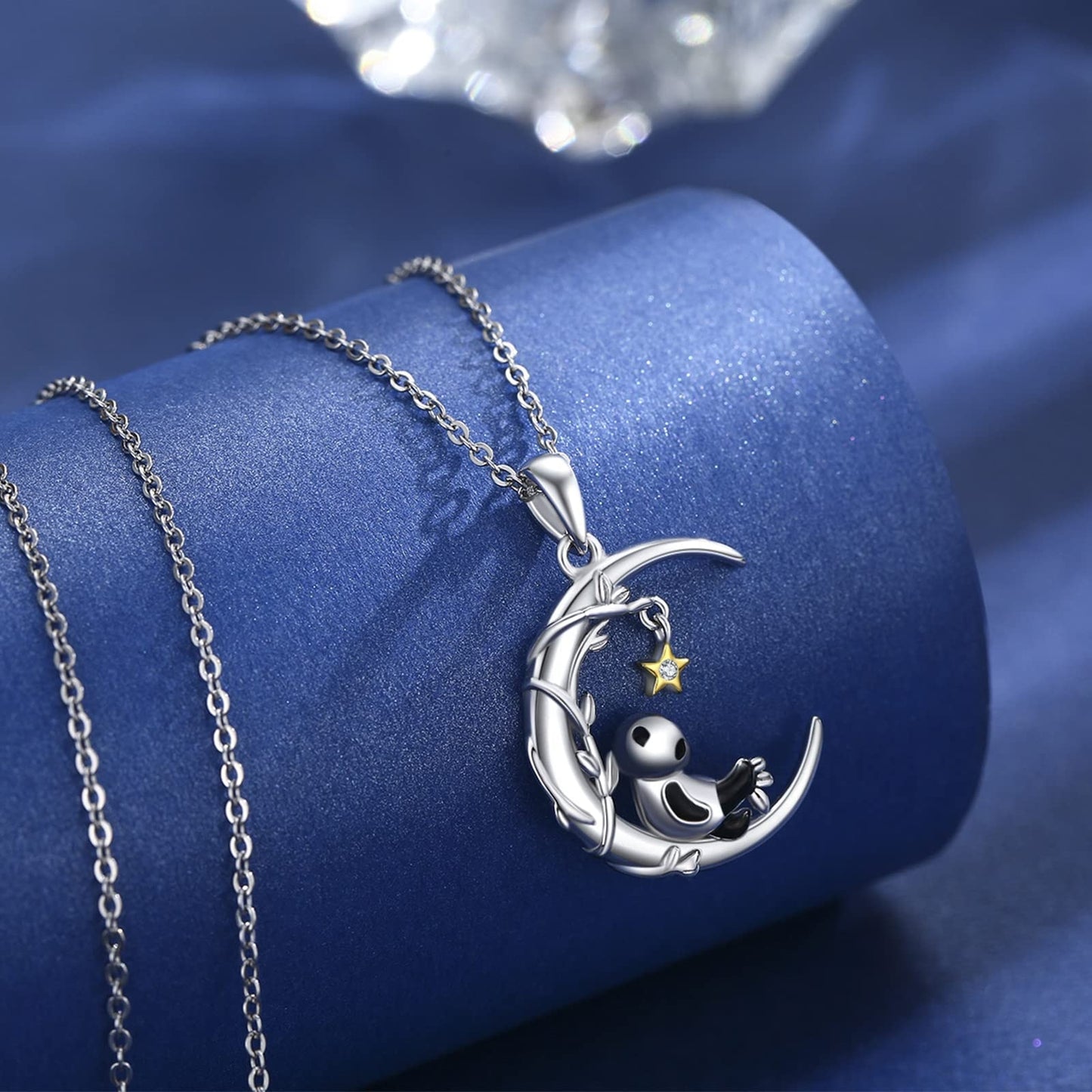 Unique  Crescent Half Moon Panda Necklace - animalchanel