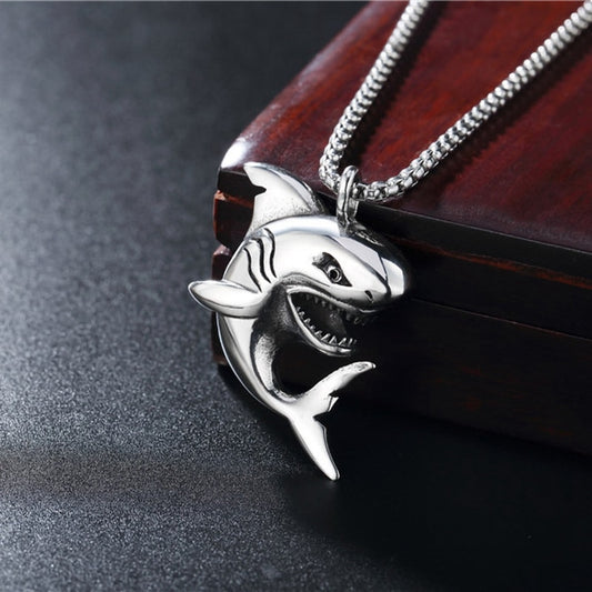 Unique silver shark necklace - animalchanel