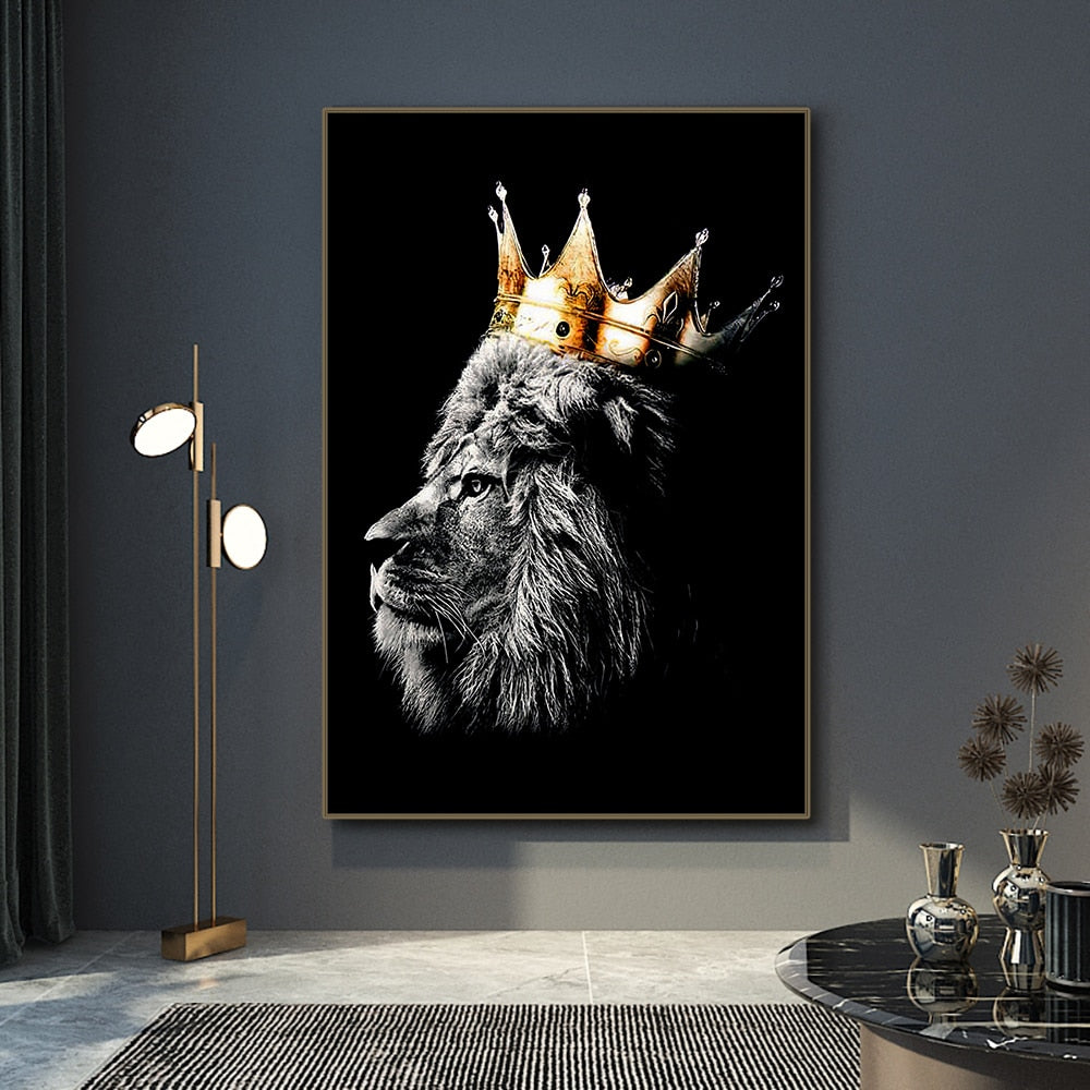 Amazing Black Lion King and Lioness Queen Canvas