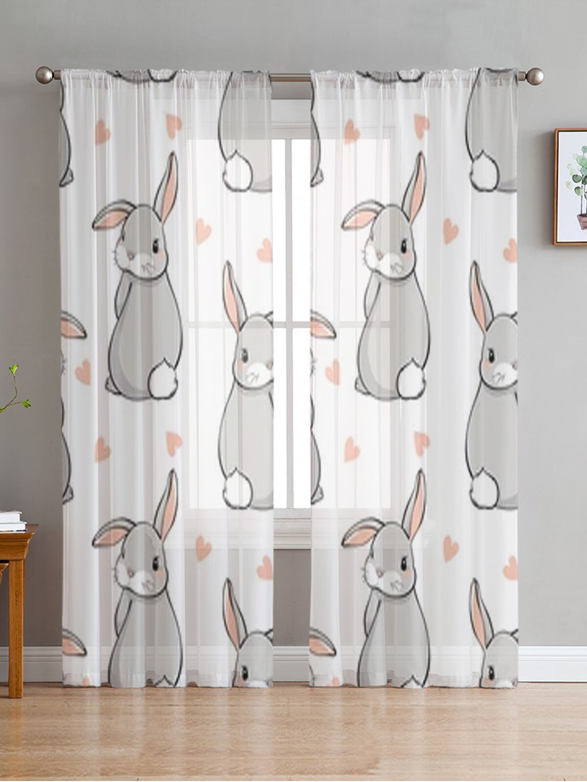 Cute Bunnies Sheer Curtains