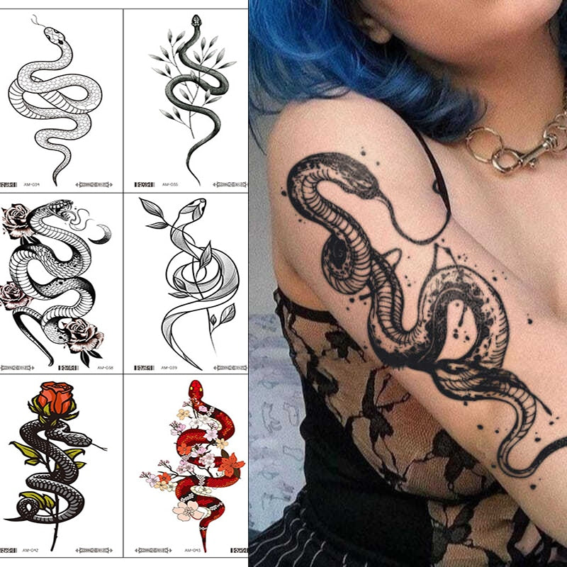 Amazing  Snake Temporary Tattoosl