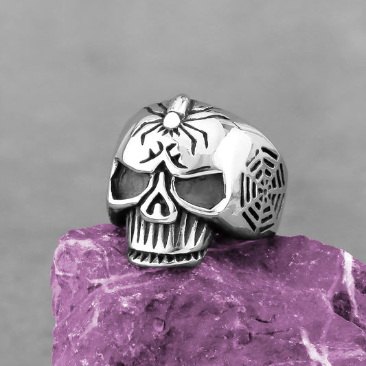 Unique Spider Web Skull Ring